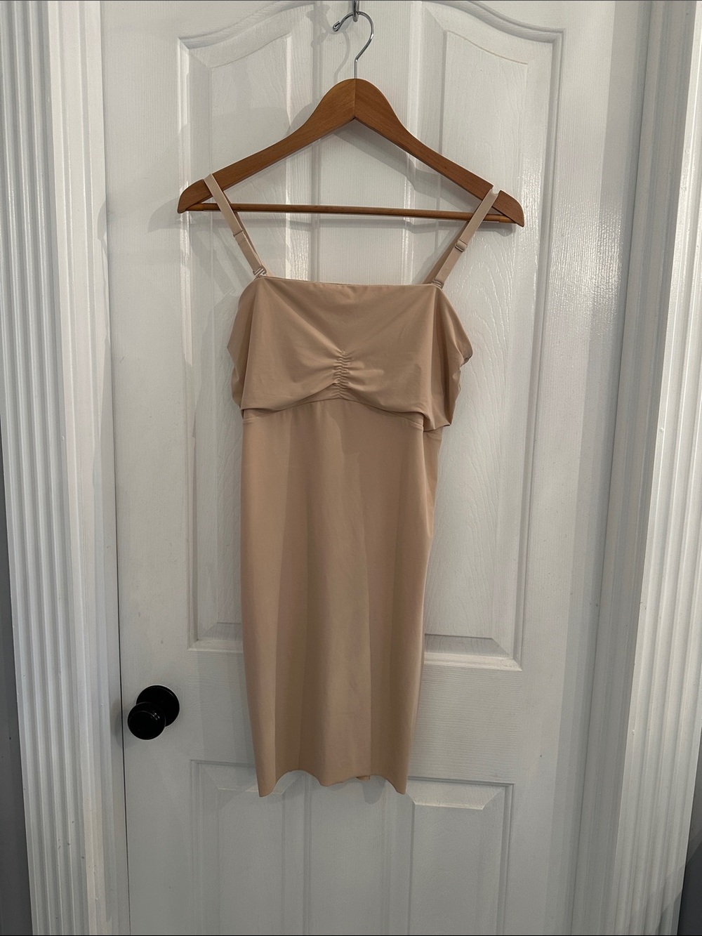 Flexees Beige Slip Chemise with Ruched Bust and Adjustable Straps
